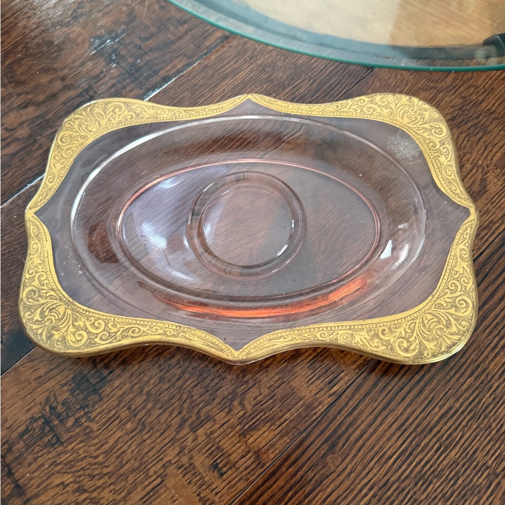 Vintage Pink Depression Glass Platter